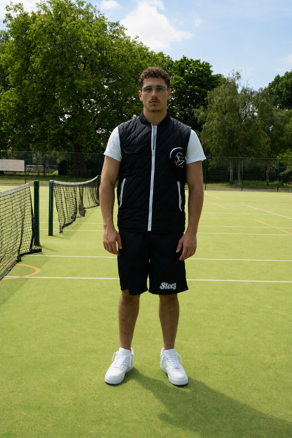 NAVY GILET SHORT SET