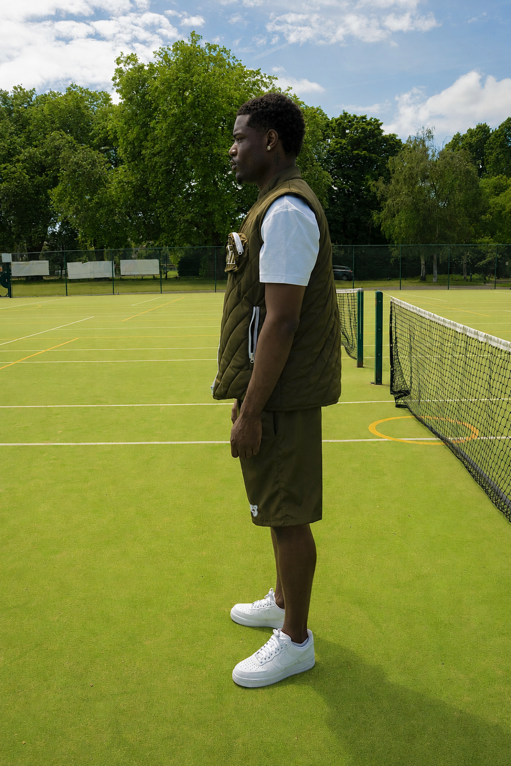 OLIVE GILET SHORT SET
